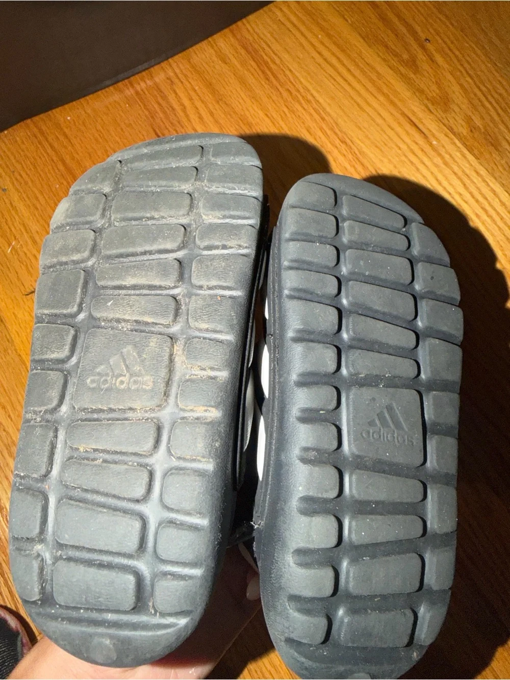 adidas Black Kids Slide Sandals with White Three-Stripes